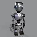 Game Movie Robot Character With Silver Metallic Body Round Glowing Eyes And Mechanical Joints