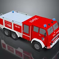 Red Fire Department Truck With Blue Lights And 1984 Number 498 Design