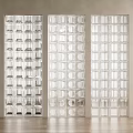 Transparent Glass Room Divider With Grid Pattern For Modern Bright Interior Space 3d model