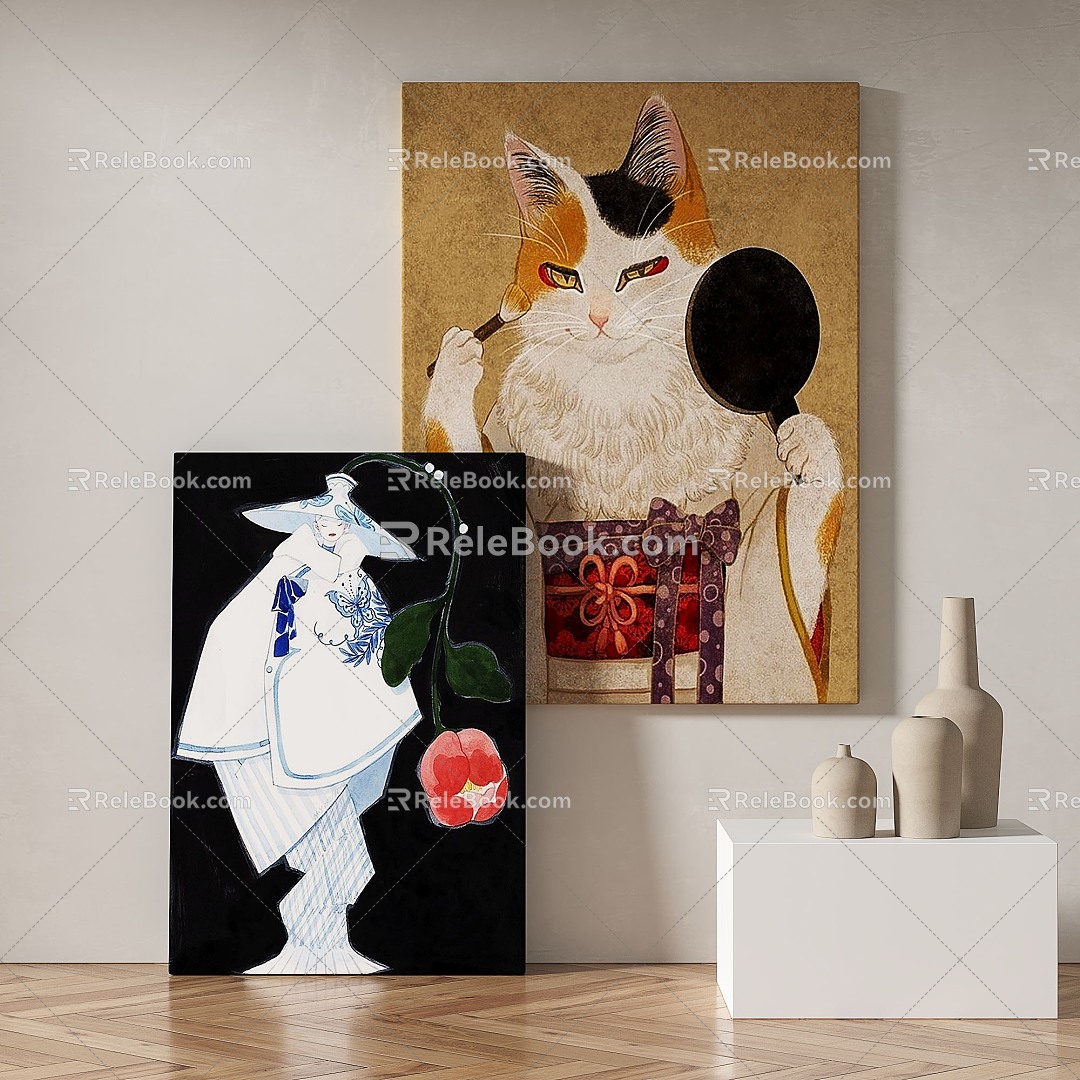 Modern minimalist abstract decorative painting 3d model