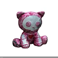 Pink Cat Doll With Skull Patterns White Face Paws And Heart Design