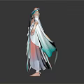 Elegant Fantasy Costume Design With Flowing Sleeves And Colorful Robes On Mannequins