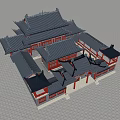 Traditional Chinese Ancient Architecture With Ornate Eaves Red Pillars And Tiled Roof