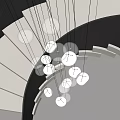 Modern Hanging Chandelier With Transparent And White Glass Balls For Home Decor