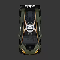 Green OPPO Racing Car With Sleek Exterior And Rear Wing Design Details