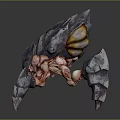 Grotesque Rock Covered Creature Featuring Fleshy Limbs And Jagged Rock Exoskeleton