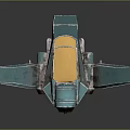 Blue Toy Model Airplane With Yellow Cockpit And Wing Structure Design