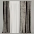 Elegant Layered Curtains With Gray Velvet Panels And White Sheer Lining