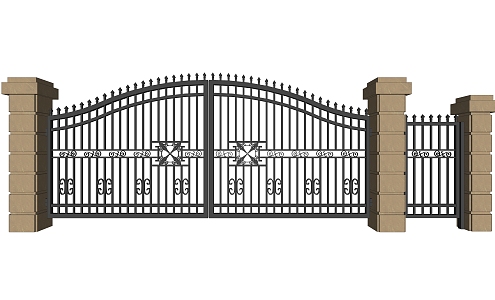 European-style gate entrance wrought iron gate 3d model