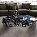 Round Coffee Table With Glass Top Marble Base And Decor In Living Room