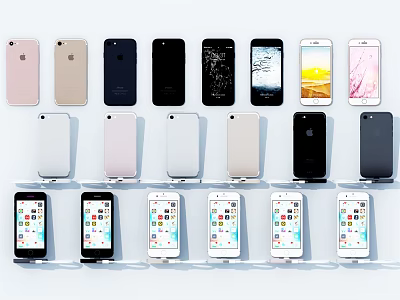 Multiple Mobile Phones With Various Colors Models And Screen Displays 3d model Multiple Mobile Phones With Various Colors Models And Screen Displays 3d model