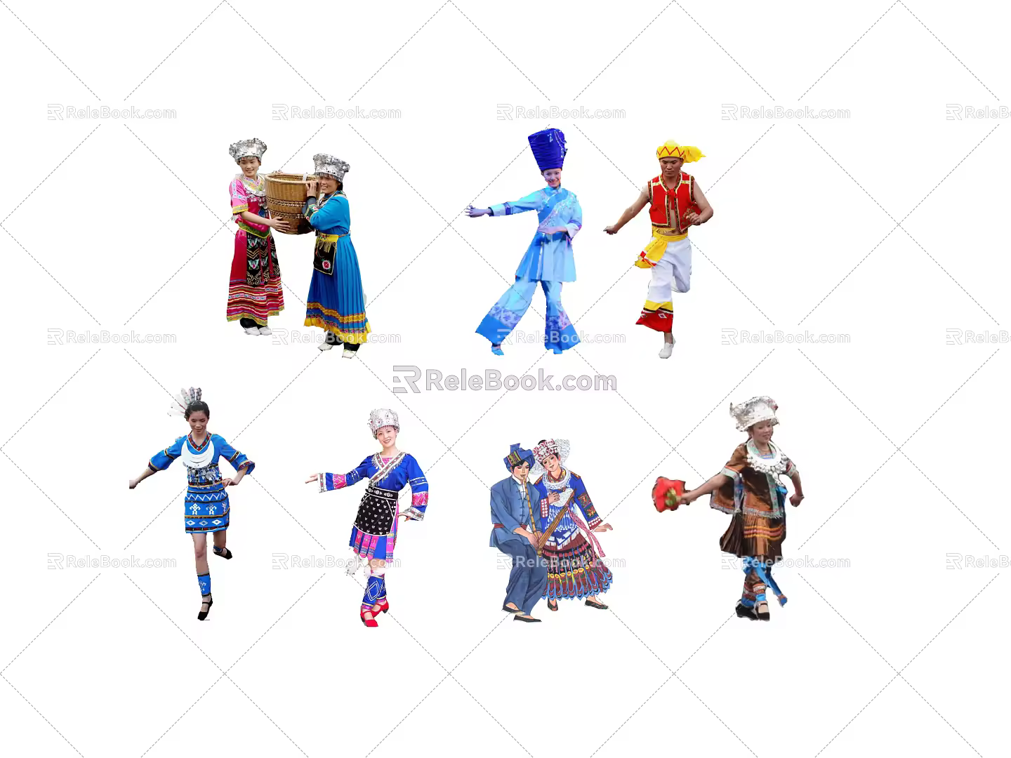 Ethnic style multi-person minority character collection Miao nationality character minority character 3d model