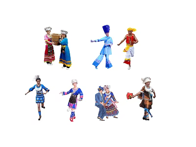 Ethnic style multi-person minority character collection Miao nationality character minority character 3d model