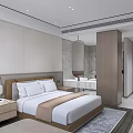 Modern Elegant Hotel Room Interior With King Bed Nightstand And Marble Bathroom 3d model