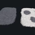 Soft Fluffy Square Rugs in Gray and White with Gray Spots Pattern 3d model