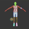 Man In USA Basketball Jersey Number 9 Standing With Basketball And Outstretched Arms