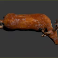 Orange and White Deer Sculpture With Antlers Standing on Dark Background