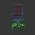 Red Leather Office Chair With Armrests And Metal Base On Wheels