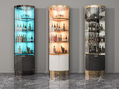 Elegant Modern Wine Cabinets With Glass Doors And Wine Bottle Storage 3d model