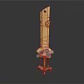 Yellow Decorative Toy Sword 3D Model With Smiley Face And Decorative Hilt Stand