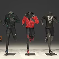 Multiple Athletic Models In Sportswear Showing Dynamic Running Poses On