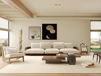 Modern sofa combination coffee table leisure sofa decorative painting carpet 3d model