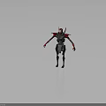 Futuristic Robot Character With Mechanical Design Red Black Color Helmet Head And Jointed Limbs