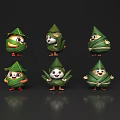 Cartoon Zongzi Characters Wrapped In Green Bamboo Leaves With Cute Expressions