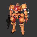 Futuristic Smart Machine With Orange Yellow Armor Red Accents And Mechanical Weapon