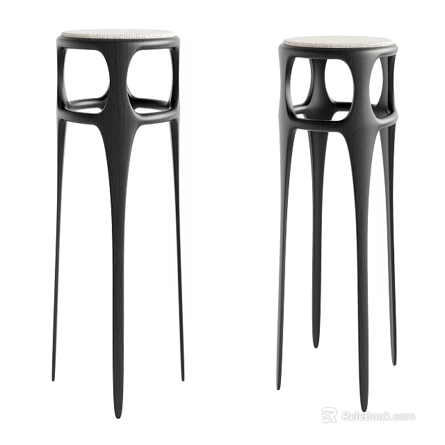 Modern Black Bar Stools With Sleek Design And Unique Leg Structure For Kitchen Spaces 3d model
