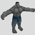 Game Movie Character With Gray Skin Muscular Build Ripped Blue Jeans And Arms Outstretched