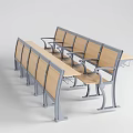 Modern Public Chair With Wooden Seat Backrest And Metal Frame Armrests For Public Spaces