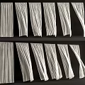 White Curtains With Various Pleated Designs And Different Hanging Styles 3d model