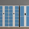 Blue And White Lockers With Multiple Compartments And Electronic Locks Interior Design 3d model