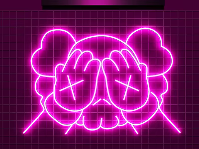 Cute Pink Cartoon Character Design Decorative Neon Light With Hands Covering Face 3d model