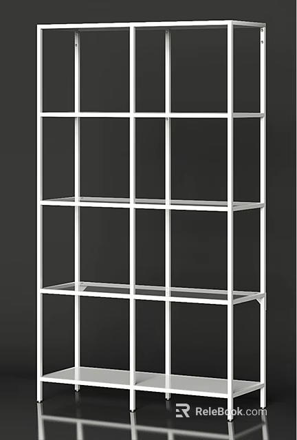 White Open Grid Storage Shelf Unit With Metal Frame For Home Organization 3d model 