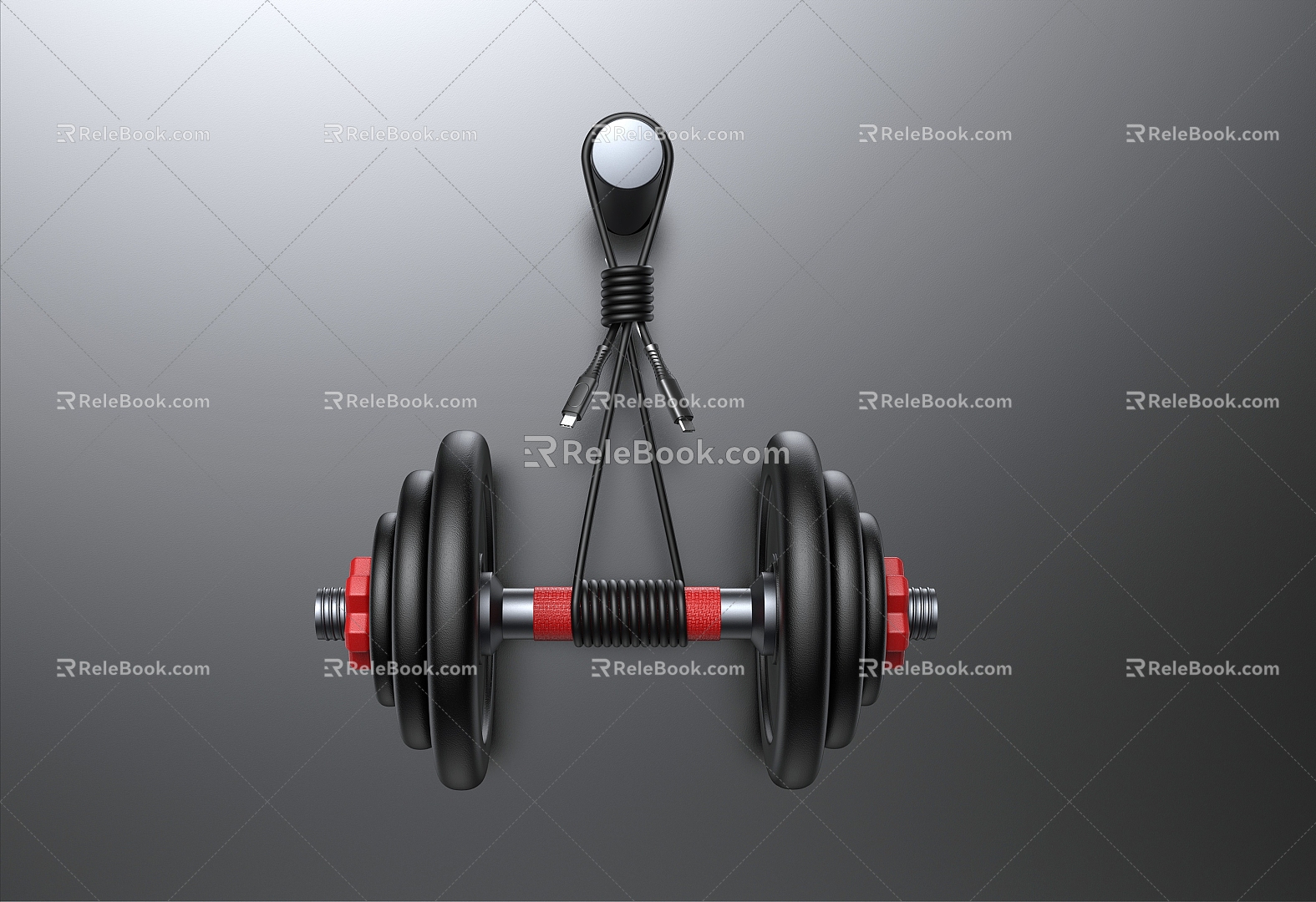 Modern dumbbell bundled load-bearing data cable USB e-commerce scene 3d model