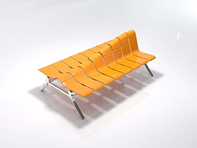 Stylish Orange Unique Shaped Sofa With Wavy Design And Metal Frame 3d model