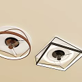 Modern Round And Square Ceiling Lights With White Shades And Brown Accents