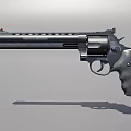 Modern Black Pistol Weapon With Long Barrel Black Grip And Orange Tip Design