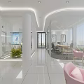 Spacious Bright Modern Hospital Outpatient Clinic Lobby With White Interior Green Plants And Glass Windows