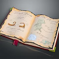 Vintage Open Book With Hand Drawn Illustrations Yellowed Pages Handwritten Notes And Decorative Edges