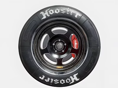 Hoosier Tire with Metallic Alloy Wheel and Red Center Logo Detail Design 3d model