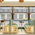 Charming Milk Ice Cream Dessert Shop Storefront With Glass Windows Street View Bicycle And Car
