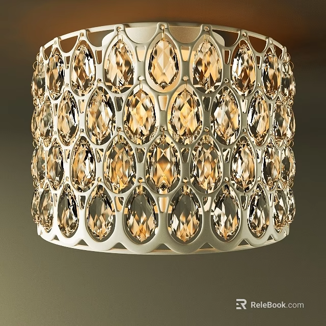 Elegant Crystal Chandelier With Teardrop Shaped Crystals And Metal Frame Sparkling Lighting 3d model 