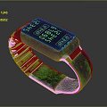 Fashionable Glowing Wristband With Digital Display Green Black Striped Strap Design