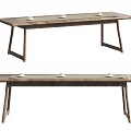 Simple Wooden Tea Table And Chairs With Sleek Legs And White Teacups