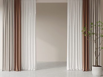 Modern Curtain Cloth Curtain Gauze Curtain 3d model