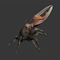 Spotted Crab With Large Red Claw And Black Body Standing On Dark Surface