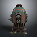 Vintage Green Orange Mechanical Structure With Dome Top Control Panels And Support Legs